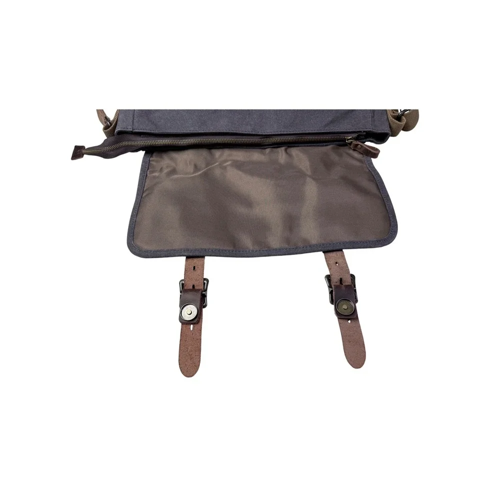 SOAEON Canvas Leather Messenger Bag Satchel Crossbody‎ Dark Gray 3k